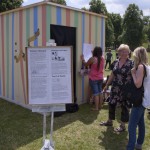 Adults and chidren enjoy the Camera Obscura for drawing at a community arts workshop.See 'Hockney-Falco Thesis'. Sponsored by Shrewsbury Summer Season at the Quarry at Teenage Kicks. Photographs by Graham Peet , The Public, West Bromwich.